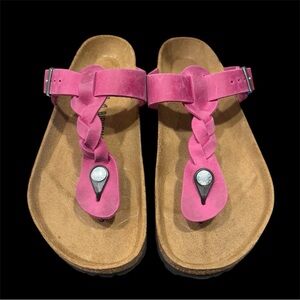 Birkenstock NEW w/Box Gizeh Braided Festival Fuchsia Oiled Leather W10 M8
